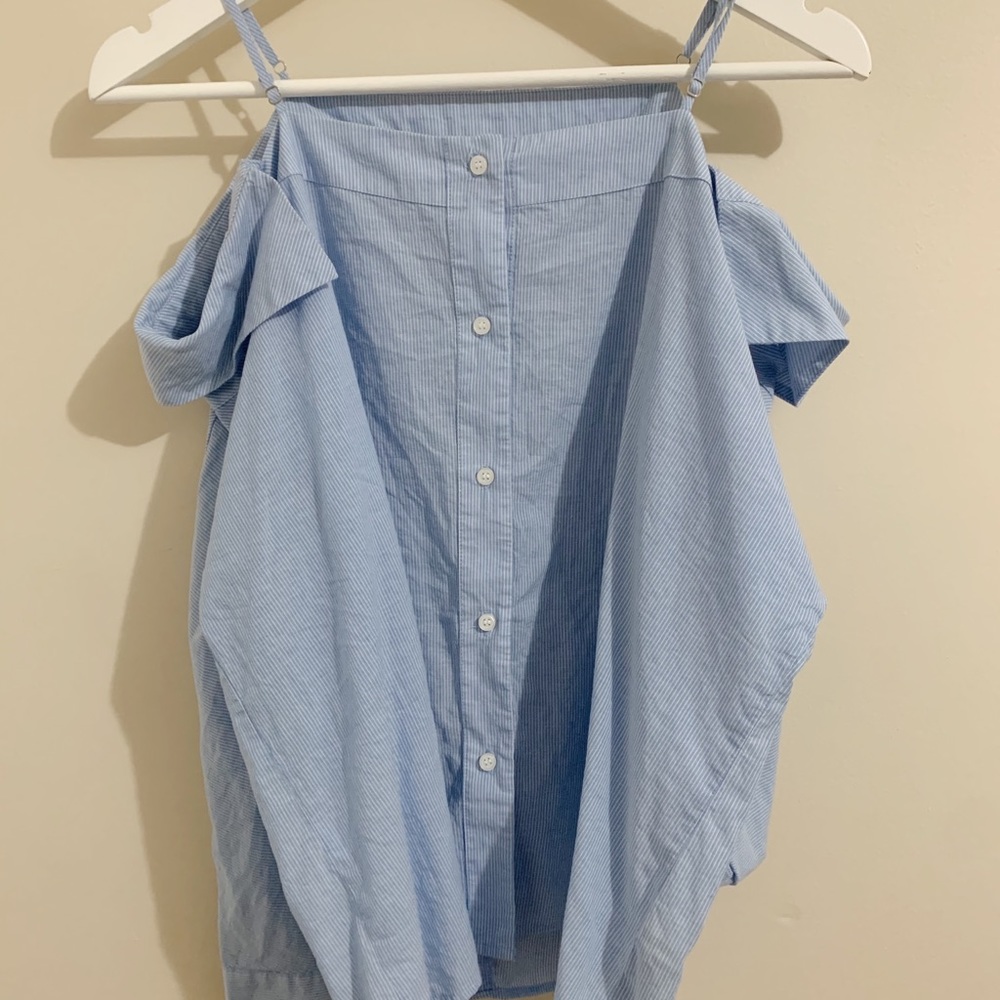 Forever 21 Pinstripe Off-the-shoulder Top (S)